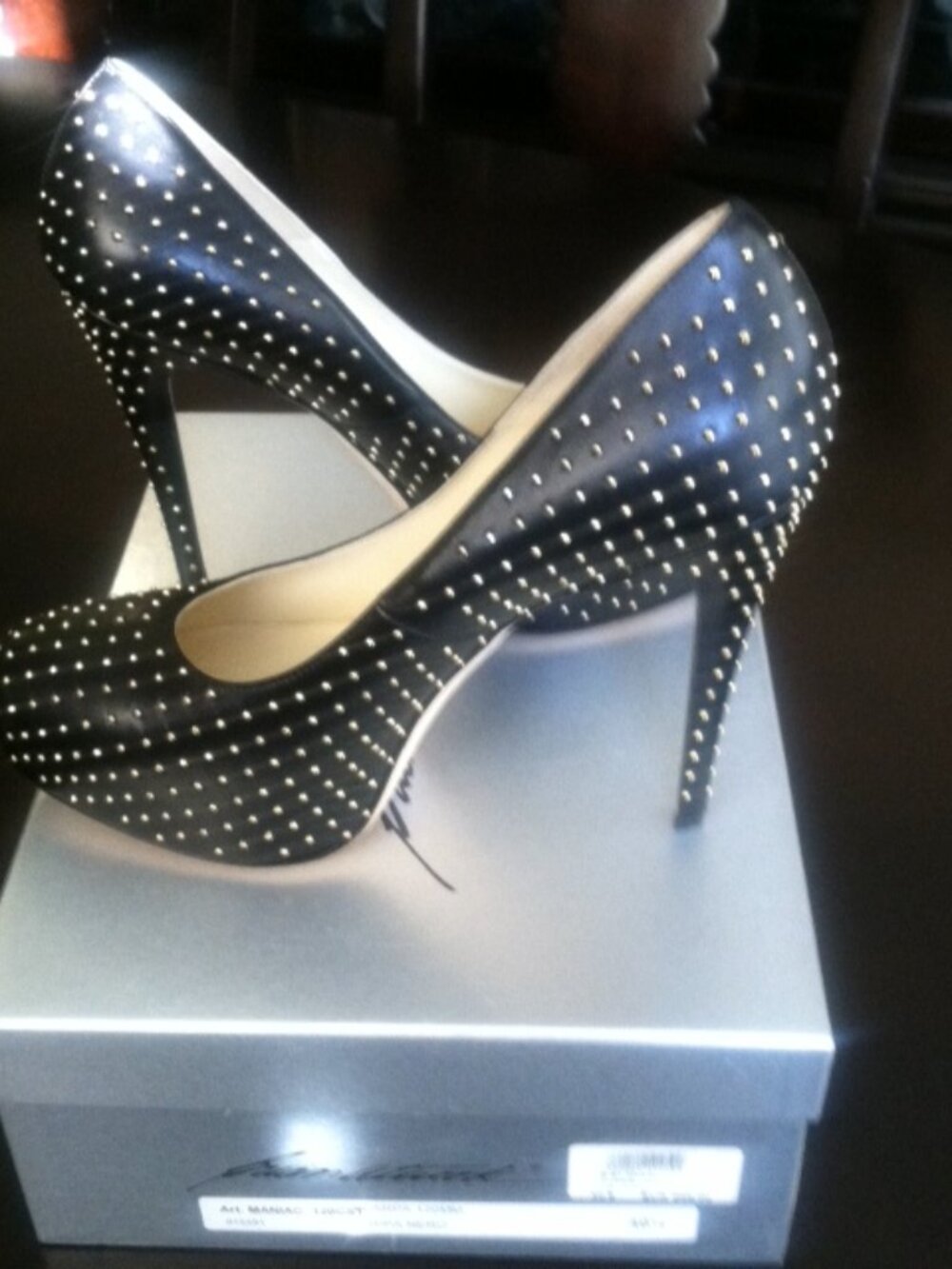 NIB Brian Atwood Black Studded Maniac Nappa Heels 40.5